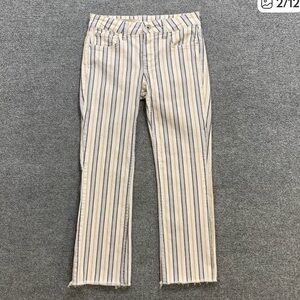 Pilcro And The Letterpress Jeans Women 25 Denim High Rise Bootcut Stripe Raw Hem